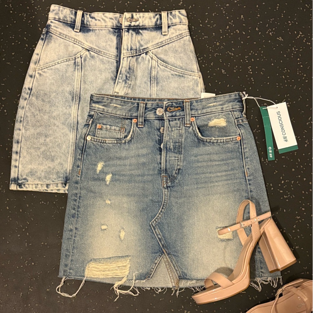 Distressed Blue Denim Skirt